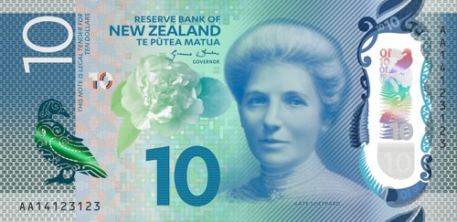 Kate Sheppard's image appears on the New Zealand $10 banknote since 1993