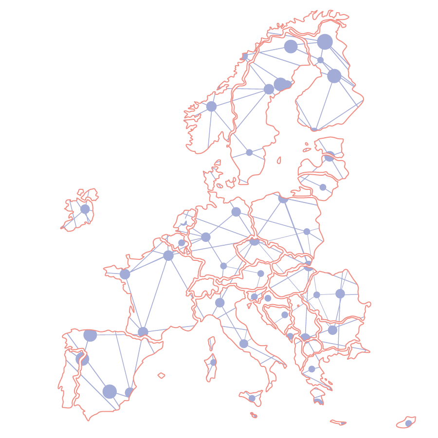 URBACT, Creative Cities Europe, map