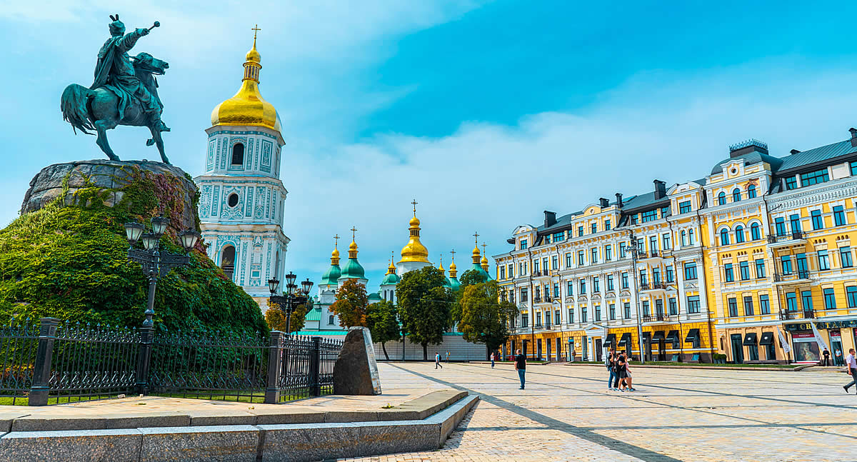 Ukraine Global Development, St. Sophia Cathedral and Bohdan Khmelnytsky Monument in Kyiv