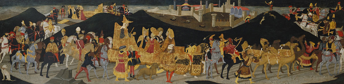 Journey of the Queen of Sheba by Apollonio di Giovanni di Tommaso 1464-1465 - The biblical journey of the Queen of Sheba traveling to Jerusalem to test King Solomon's wisdom.